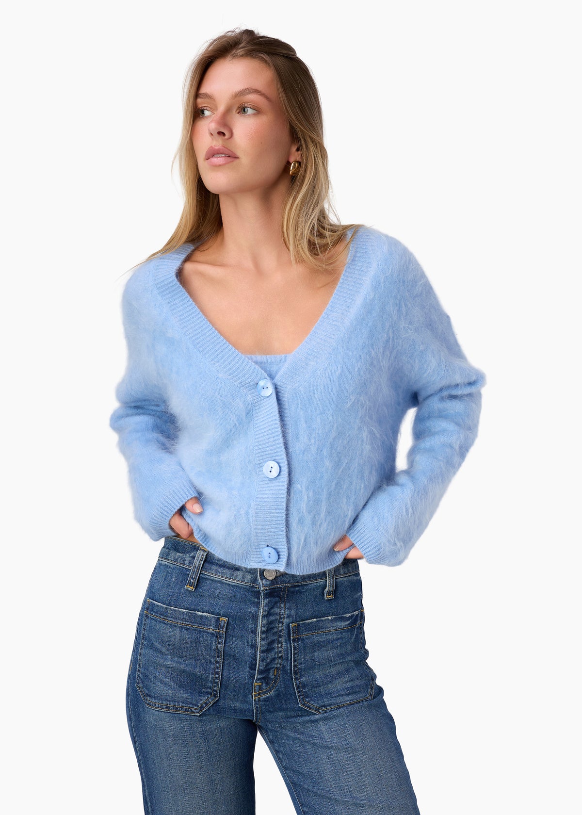 Josefa Cashmere Cardigan Cerulean – CAMI NYC display picture 1
