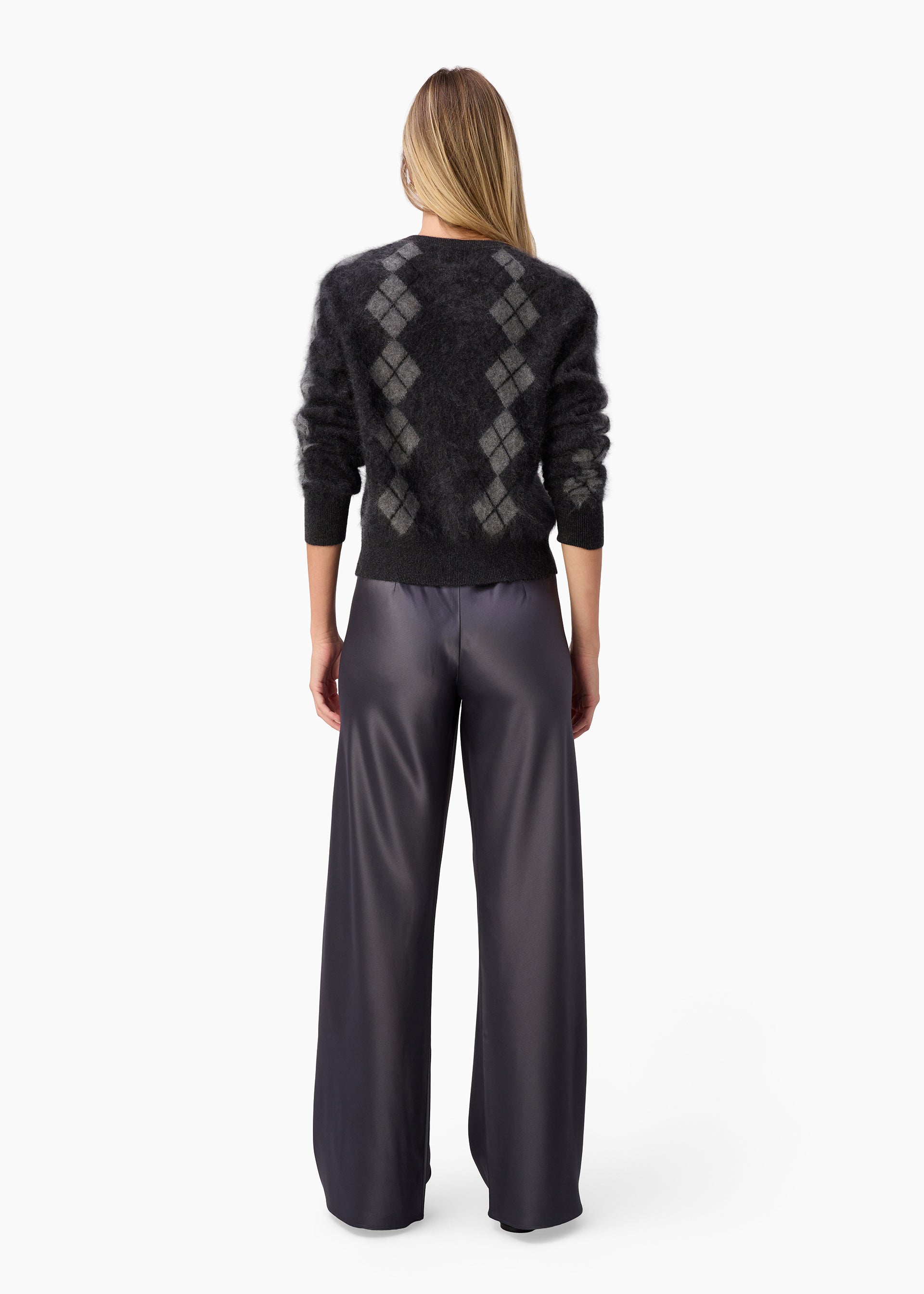 Dorian Cashmere Cardigan Gray Argyle – CAMI NYC