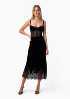 Valentyna Velvet Corset Bodysuit Black