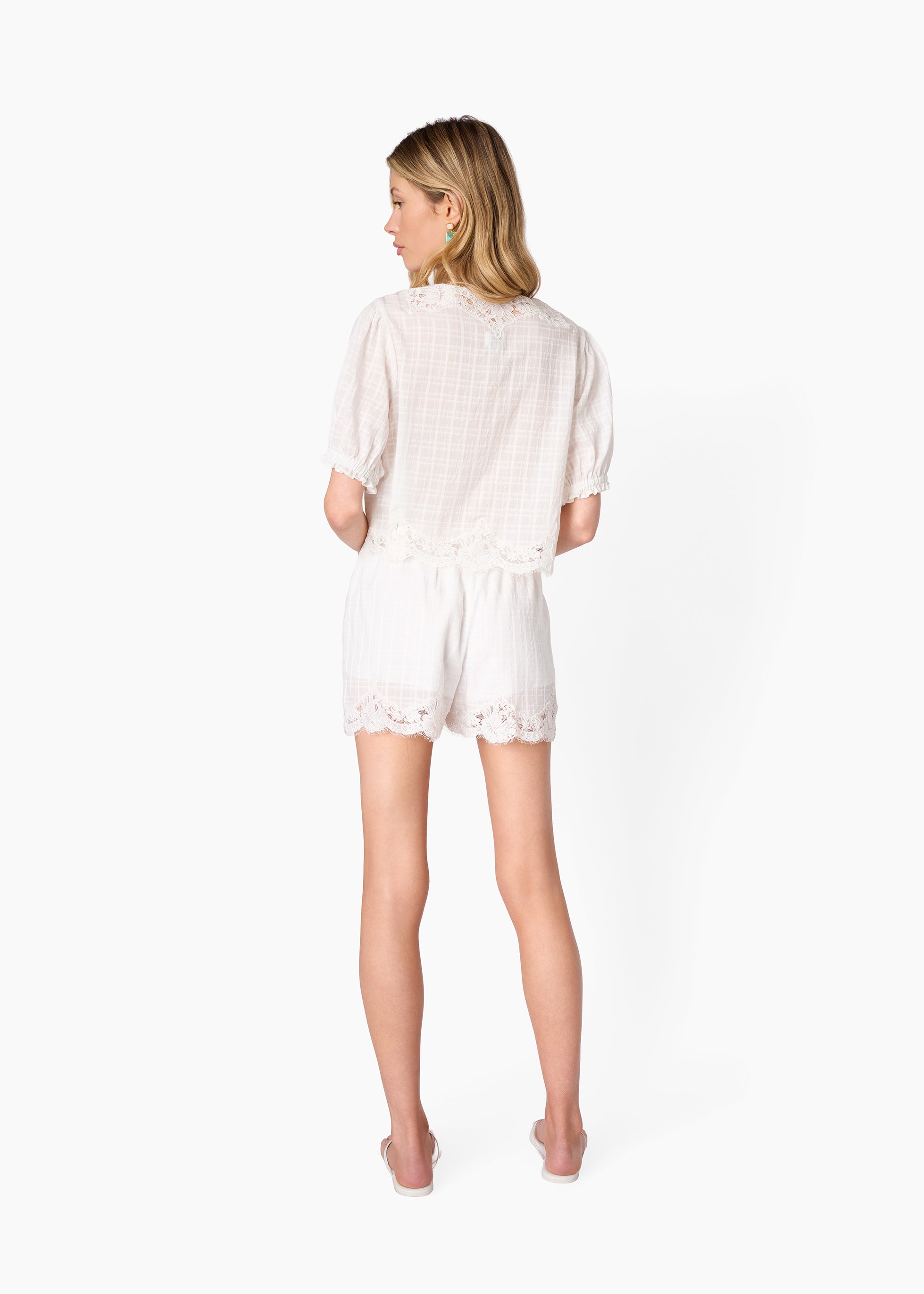 Junie Cotton Plaid Top White