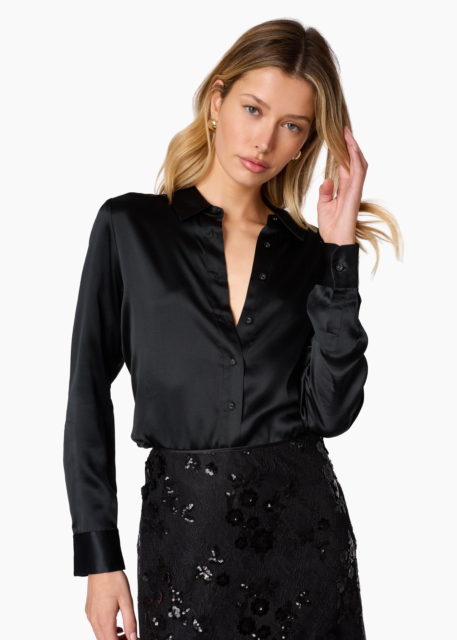 Crosby Silk Blouse Black – CAMI NYC
