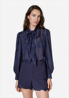 Rema Jacquard Top Navy