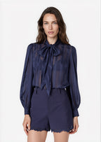 Rema Jacquard Top Navy
