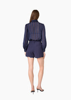 Rema Jacquard Top Navy