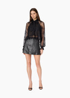 Cillian Genuine Leather Mini Skirt Black