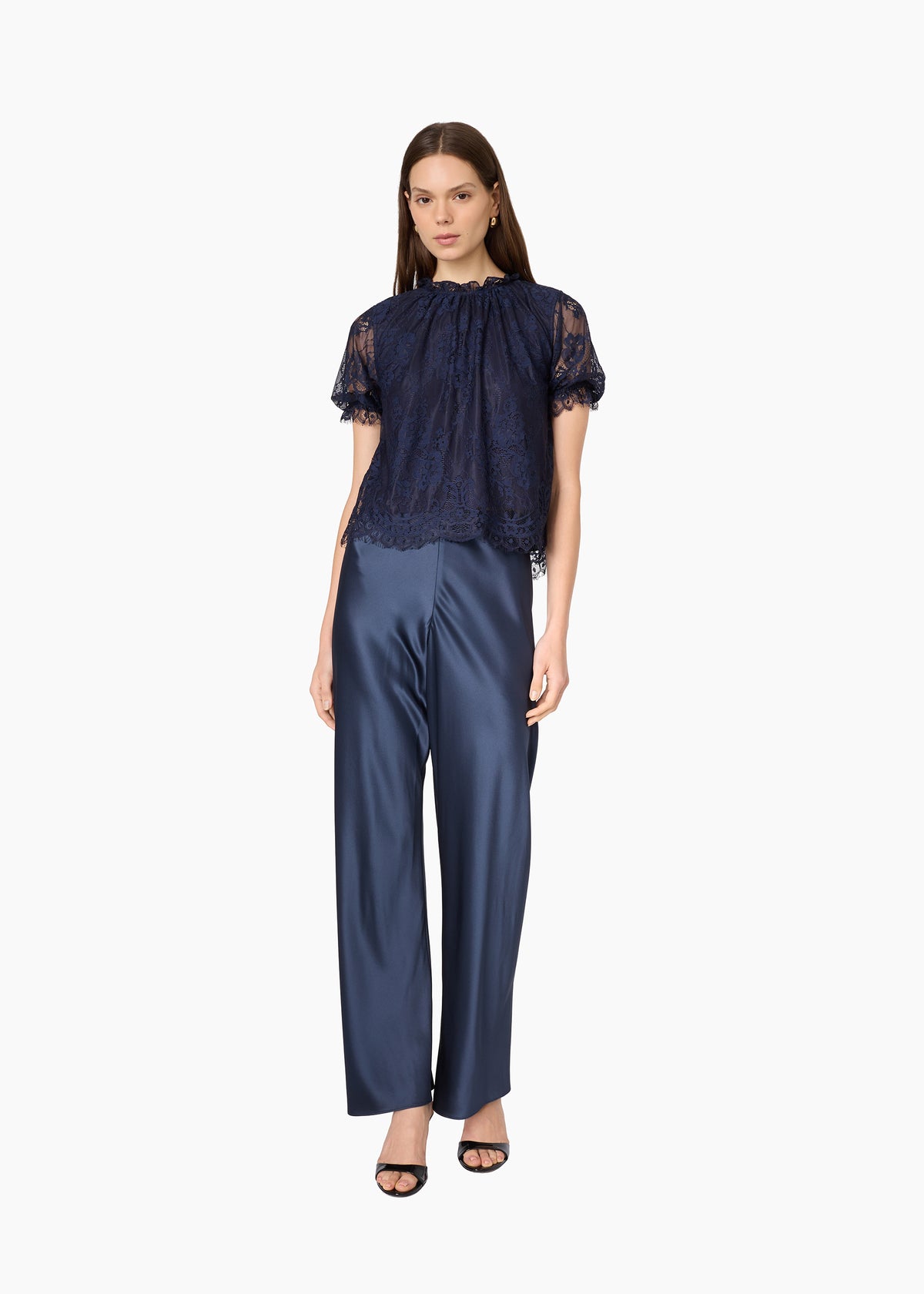 Geraldine Lace Top Navy