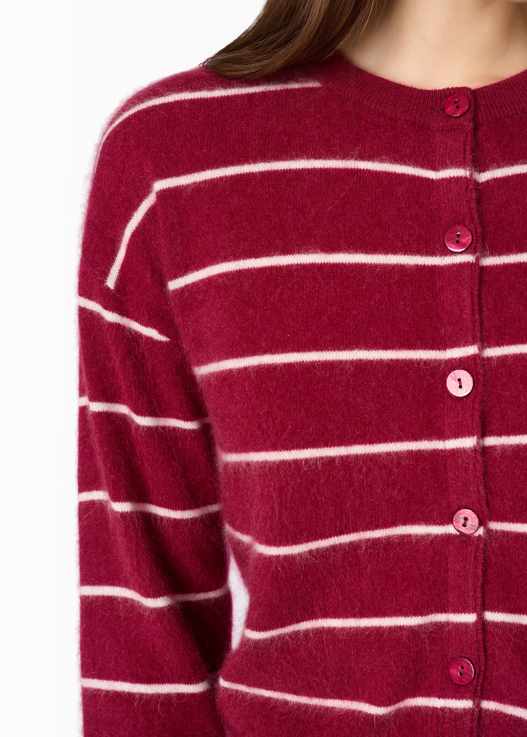Benning Cashmere Striped Cardigan Plum Stripe