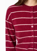 Benning Cashmere Striped Cardigan Plum Stripe