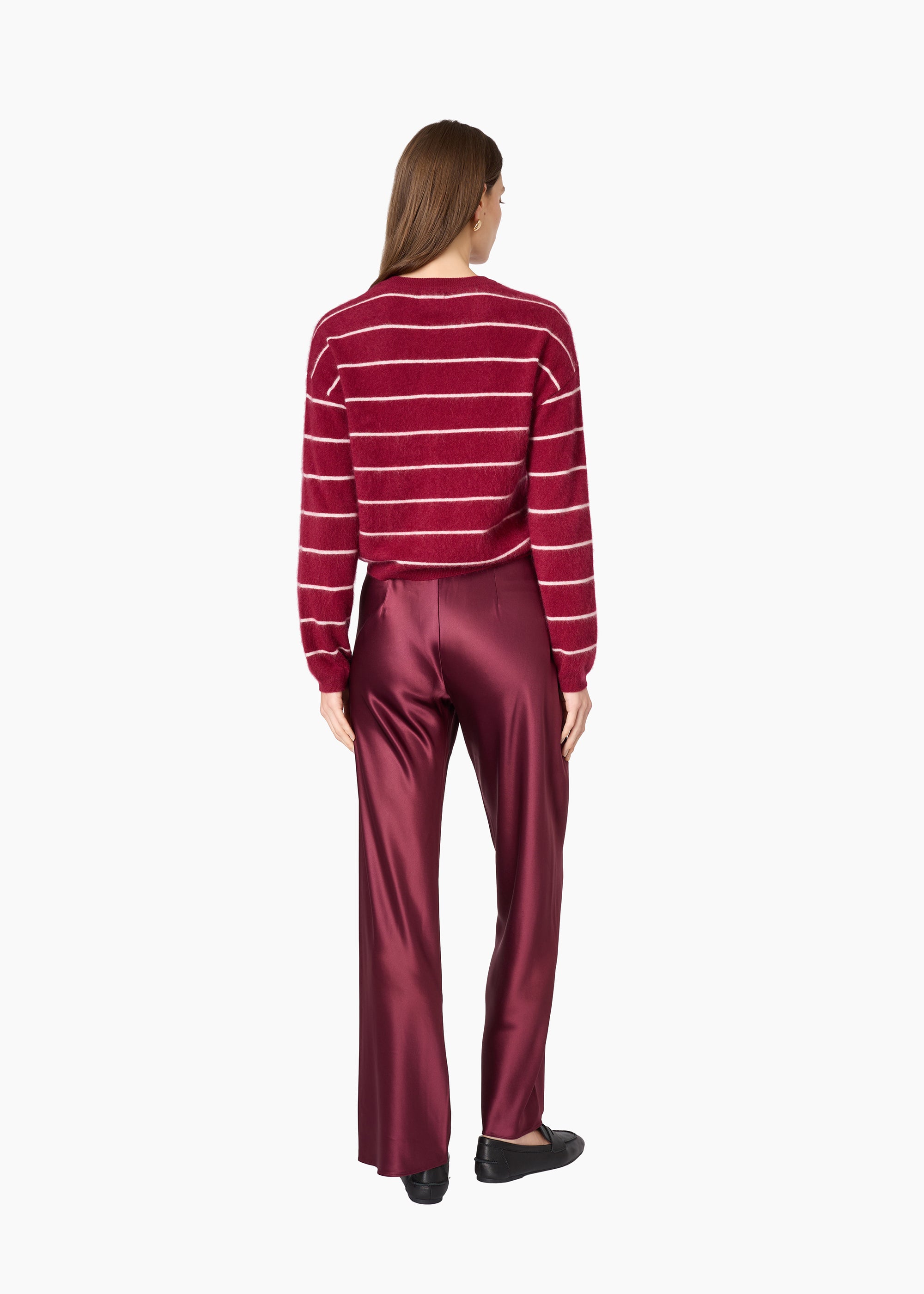 Benning Cashmere Striped Cardigan Plum Stripe