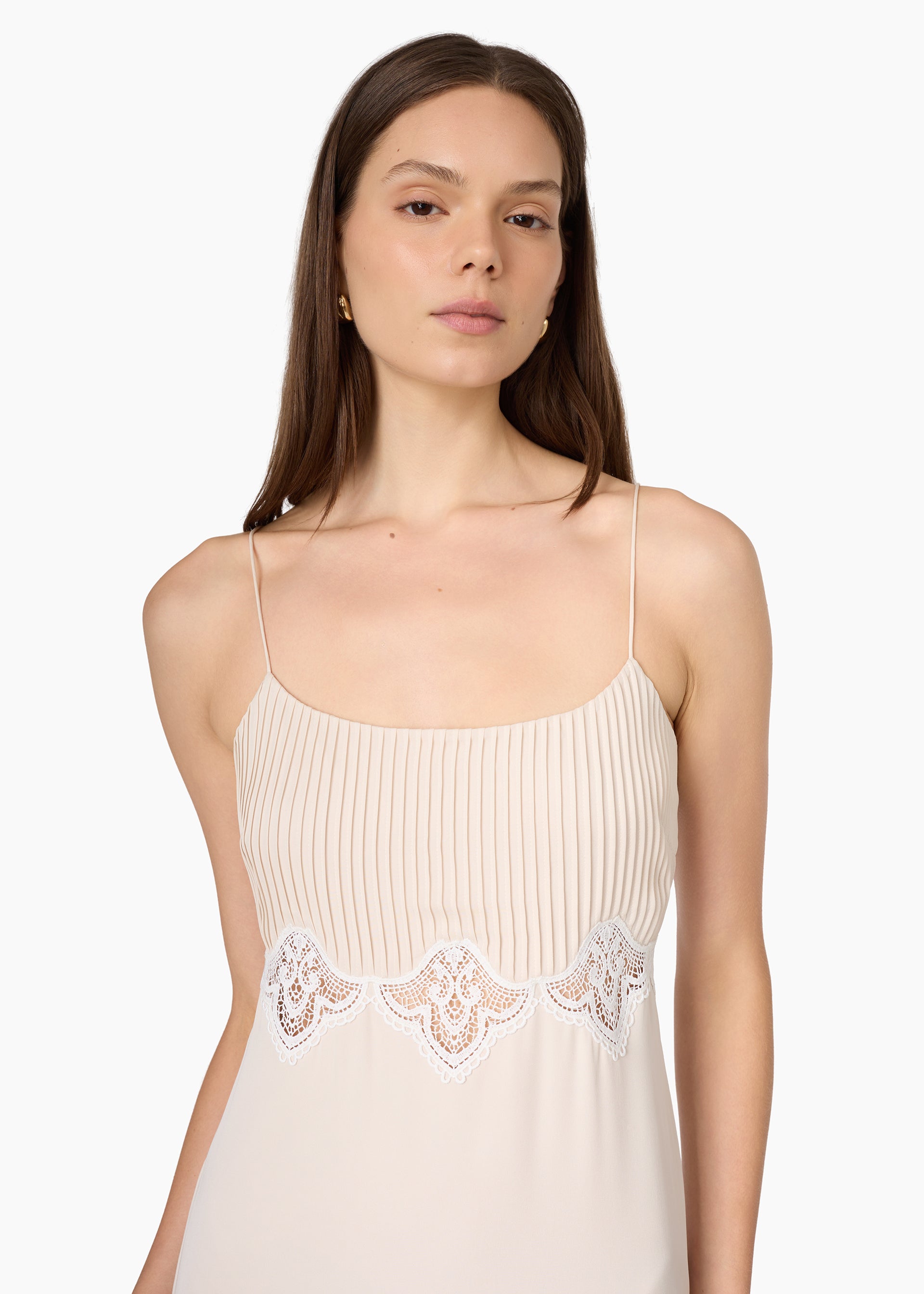 cami nyc isadora sleeveless lace panel silk midi dress Lace White Silk Dress Midi Cami Nyc Isadora Sleeveless Lace Panel Silk Midi Dress White