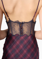 Malcolm Silk Midi Dress Plum Plaid
