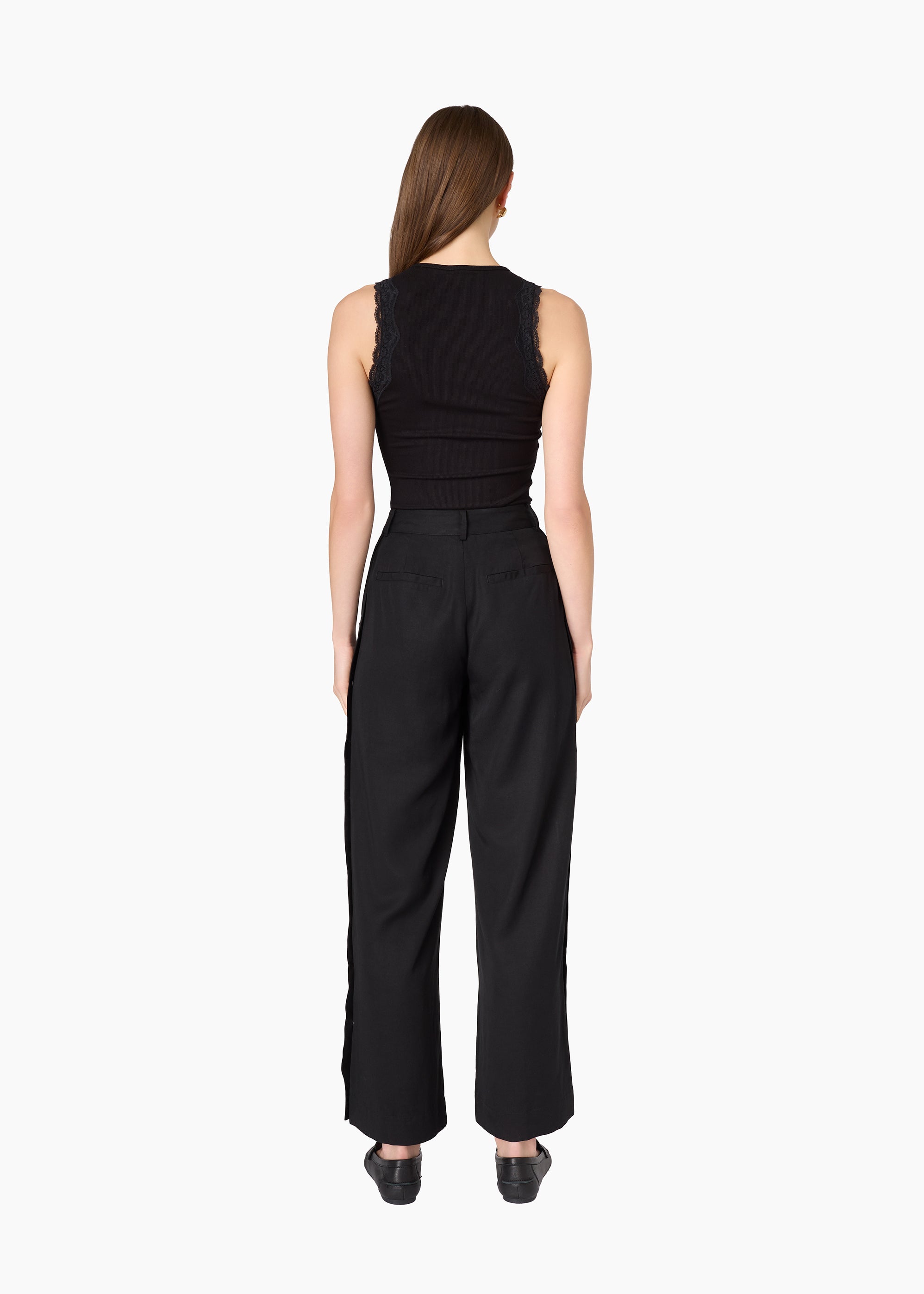 Meade Wide Leg Tencel Trouser Black