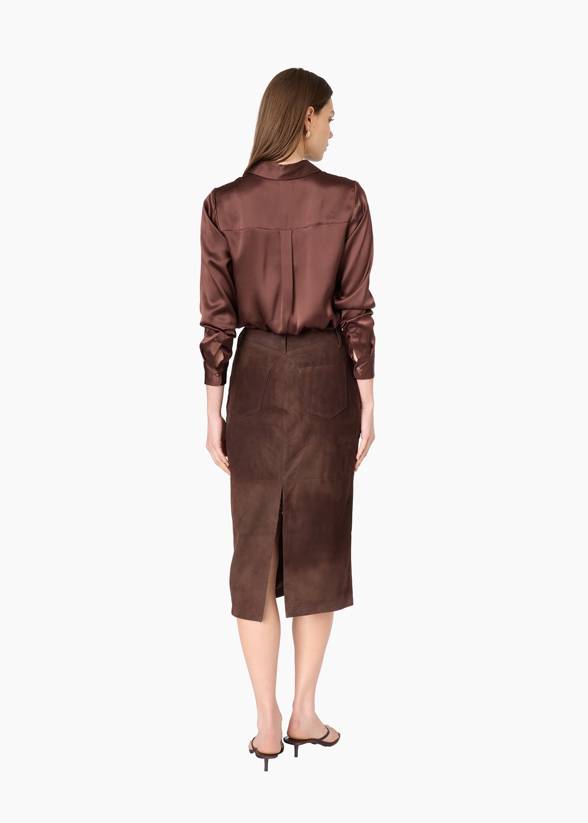 Jodi Suede Skirt Dark Umber