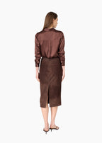 Jodi Suede Skirt Dark Umber