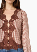 Yuri Blouse Brown Gingham