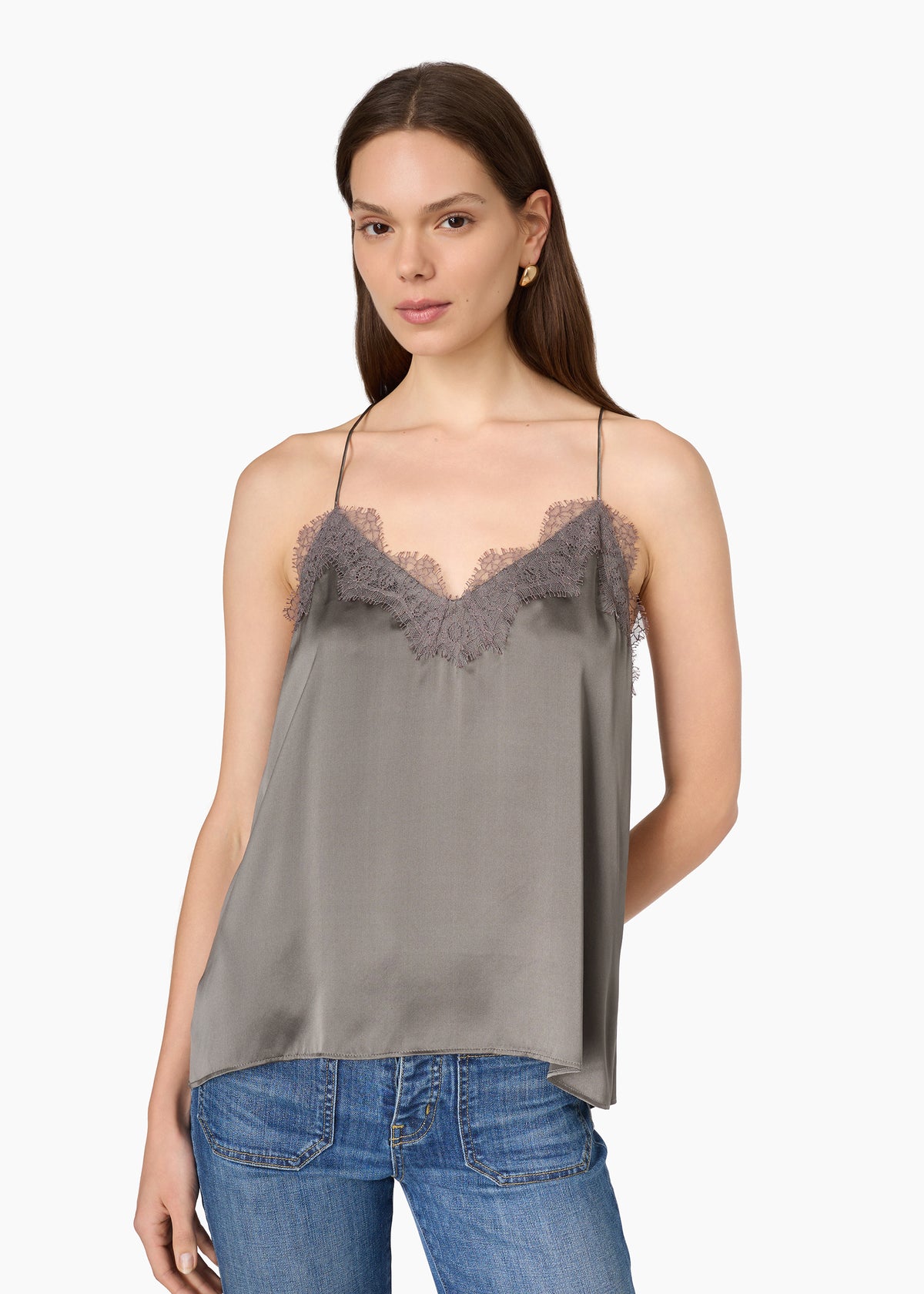 Racer Charmeuse Camisole Gunmetal