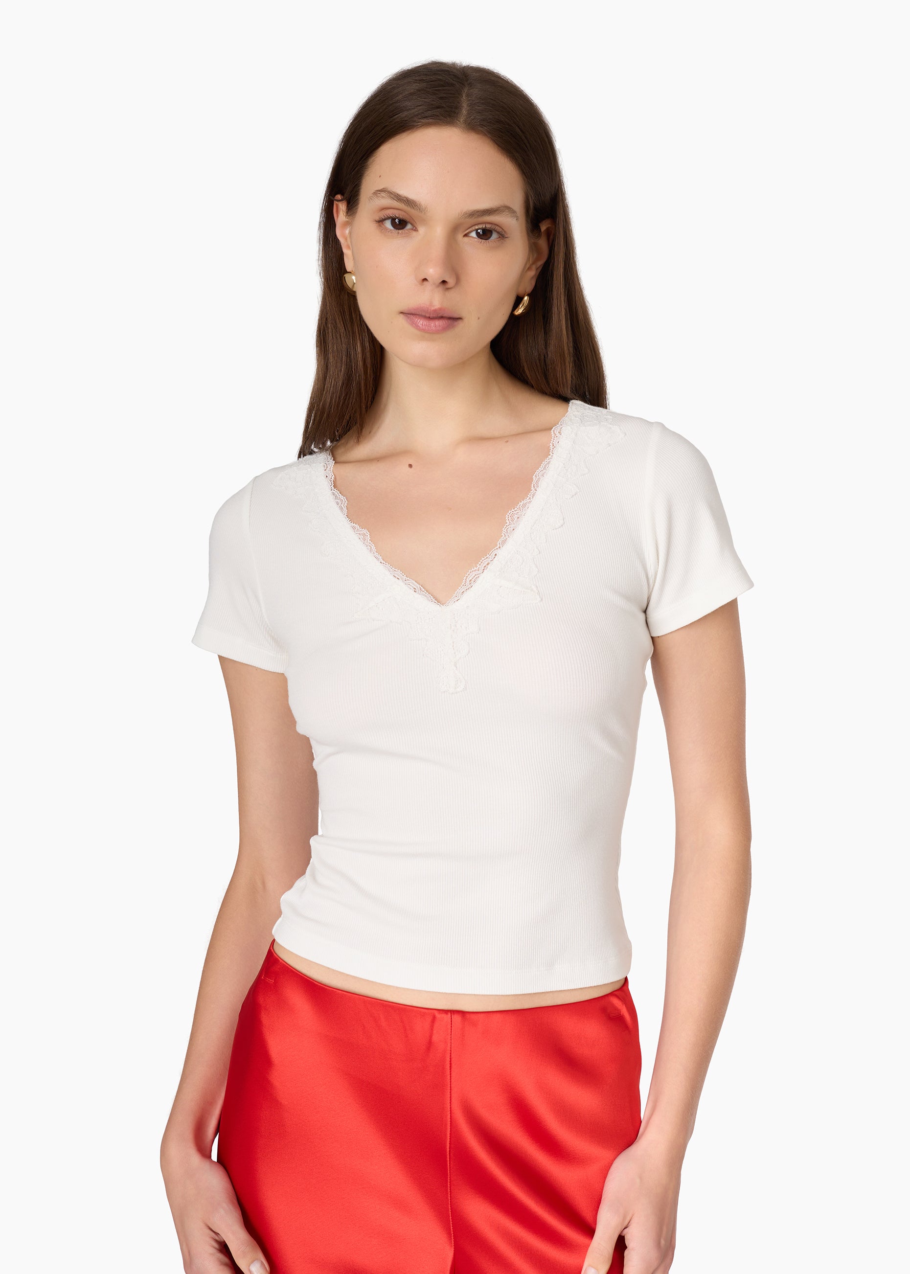 Sana Rib Knit Tee White – CAMI NYC