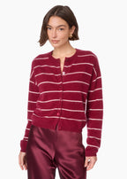 Benning Cashmere Striped Cardigan Plum Stripe