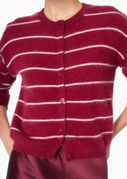 Benning Cashmere Striped Cardigan Plum Stripe