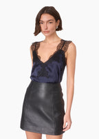Cillian Genuine Leather Mini Skirt Black