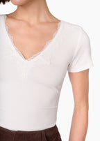 Sana Rib Knit Tee White