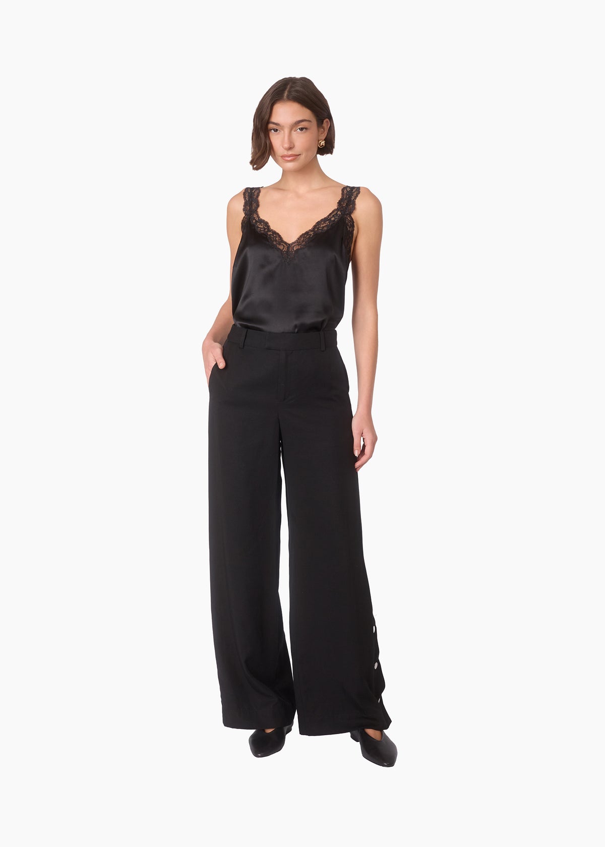 Meade Wide Leg Tencel Trouser Black