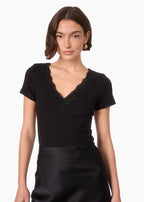 Sana Rib Knit Tee Black