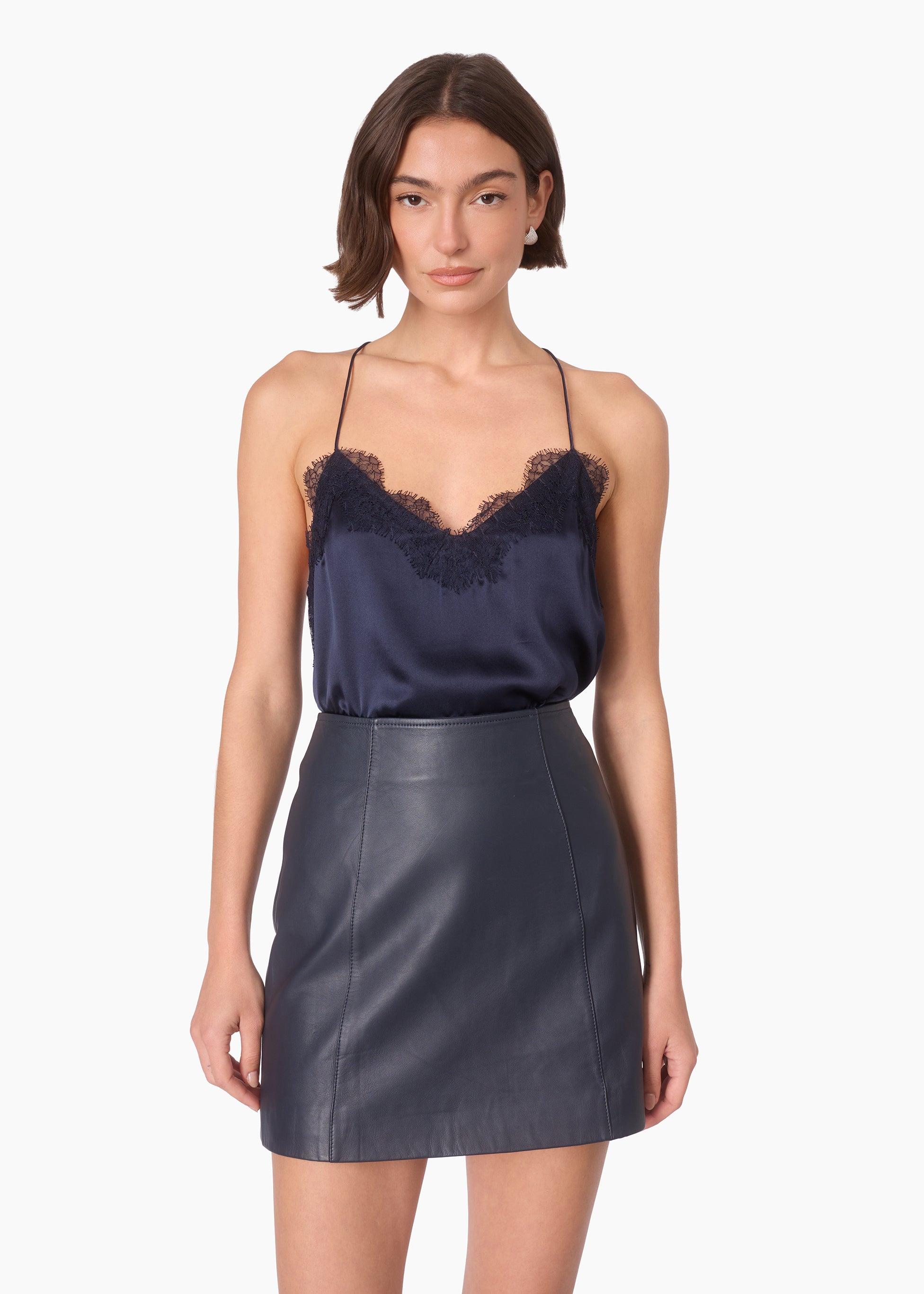Racer Charmeuse Camisole Navy – CAMI NYC