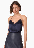 Racer Charmeuse Camisole Navy