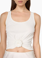 Yasmeen Rib Knit Top White