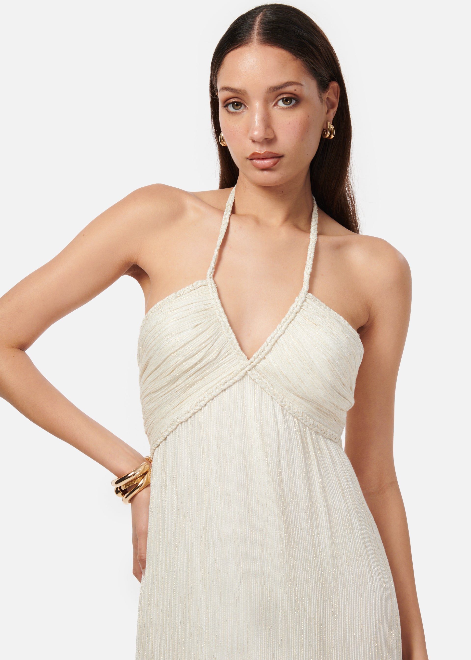 Sonoma Metallic Chiffon Dress White