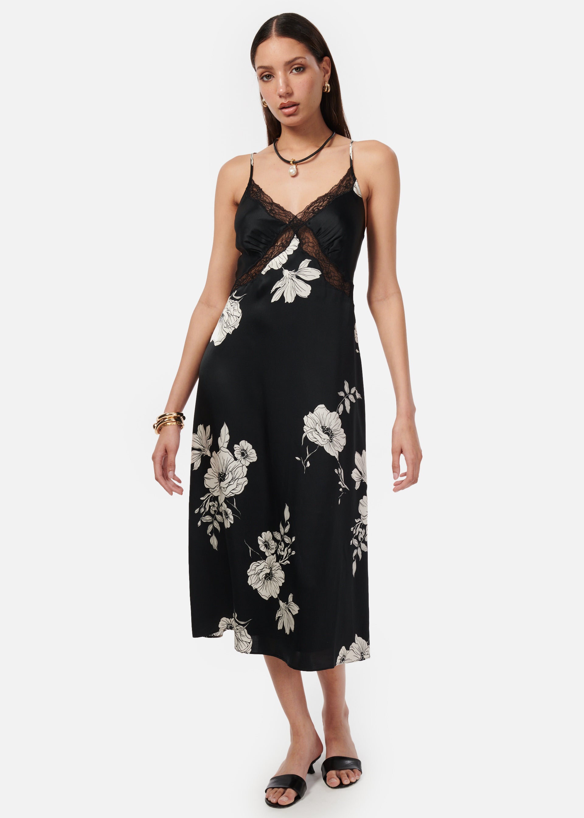 ollun flower lace cami set dress ブラック♡ ollun flower lace cami set dress ブラック