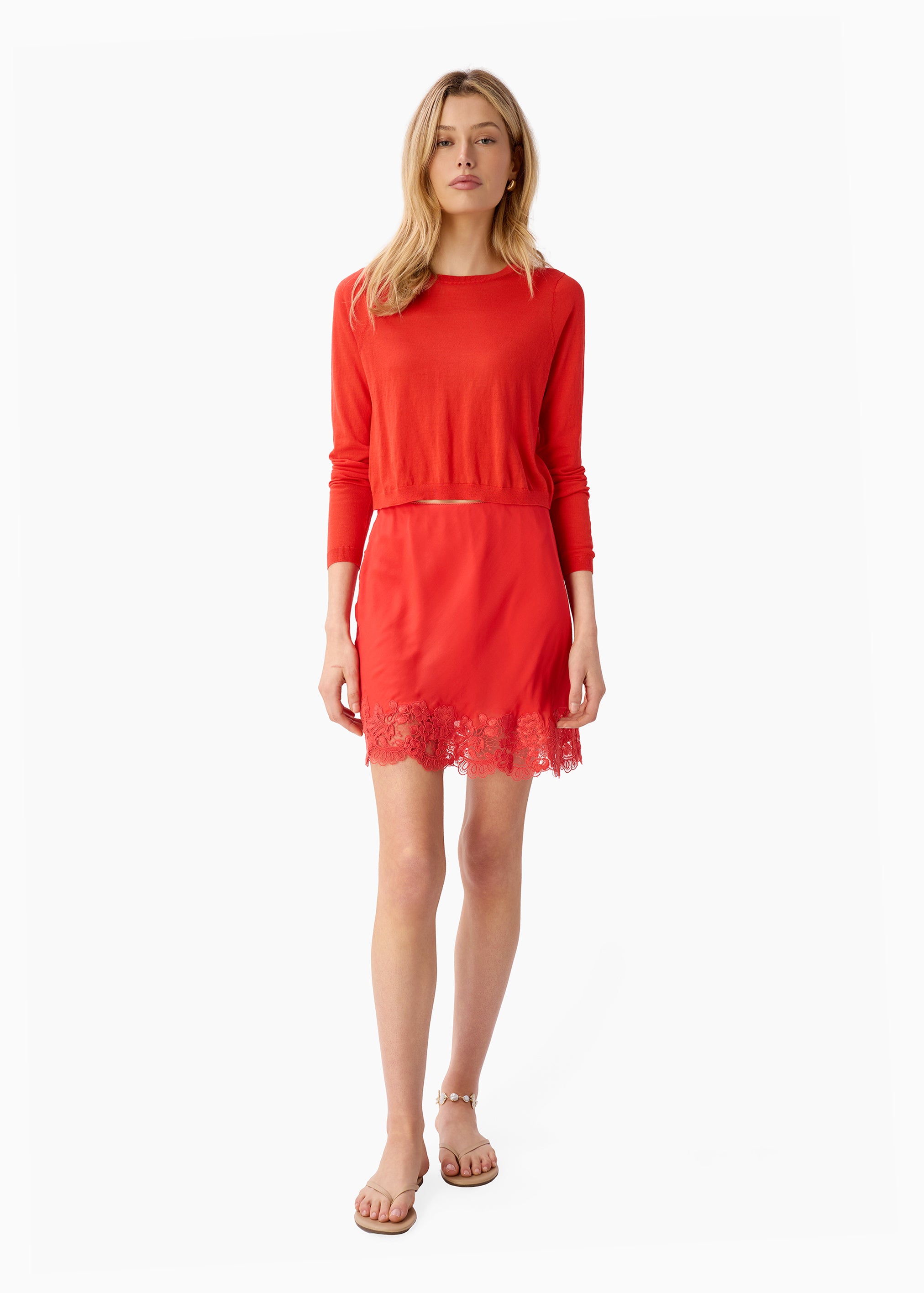 Jaye Cropped Knit Top Goji – CAMI NYC