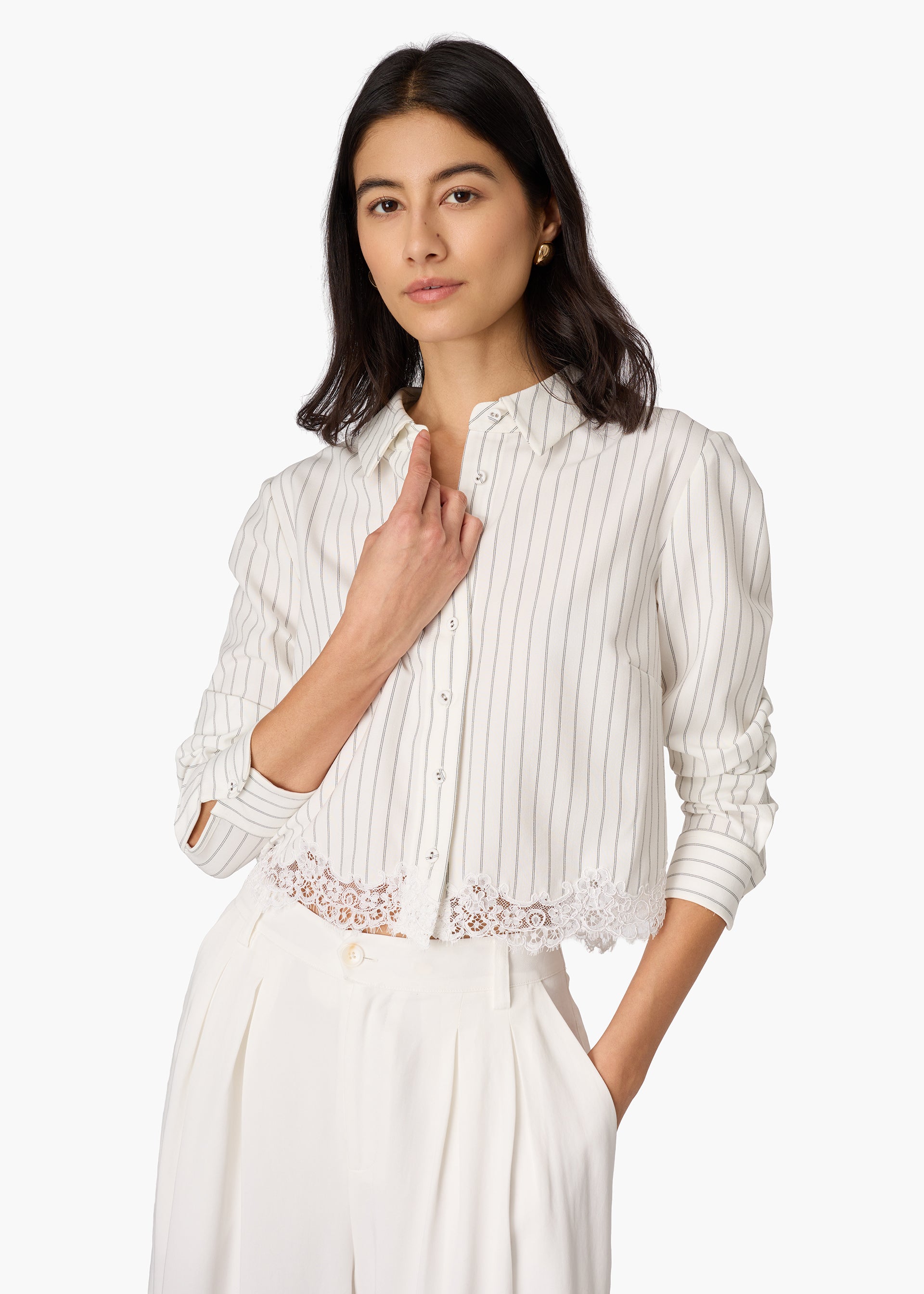 Callum Button Down White Pinstripe