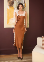 Nichola Silk Midi Dress Maple Syrup