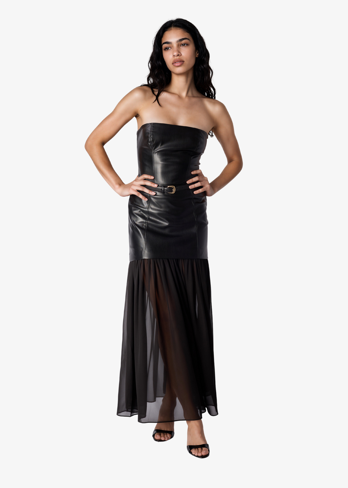 Brent Vegan Leather Bodysuit Black
