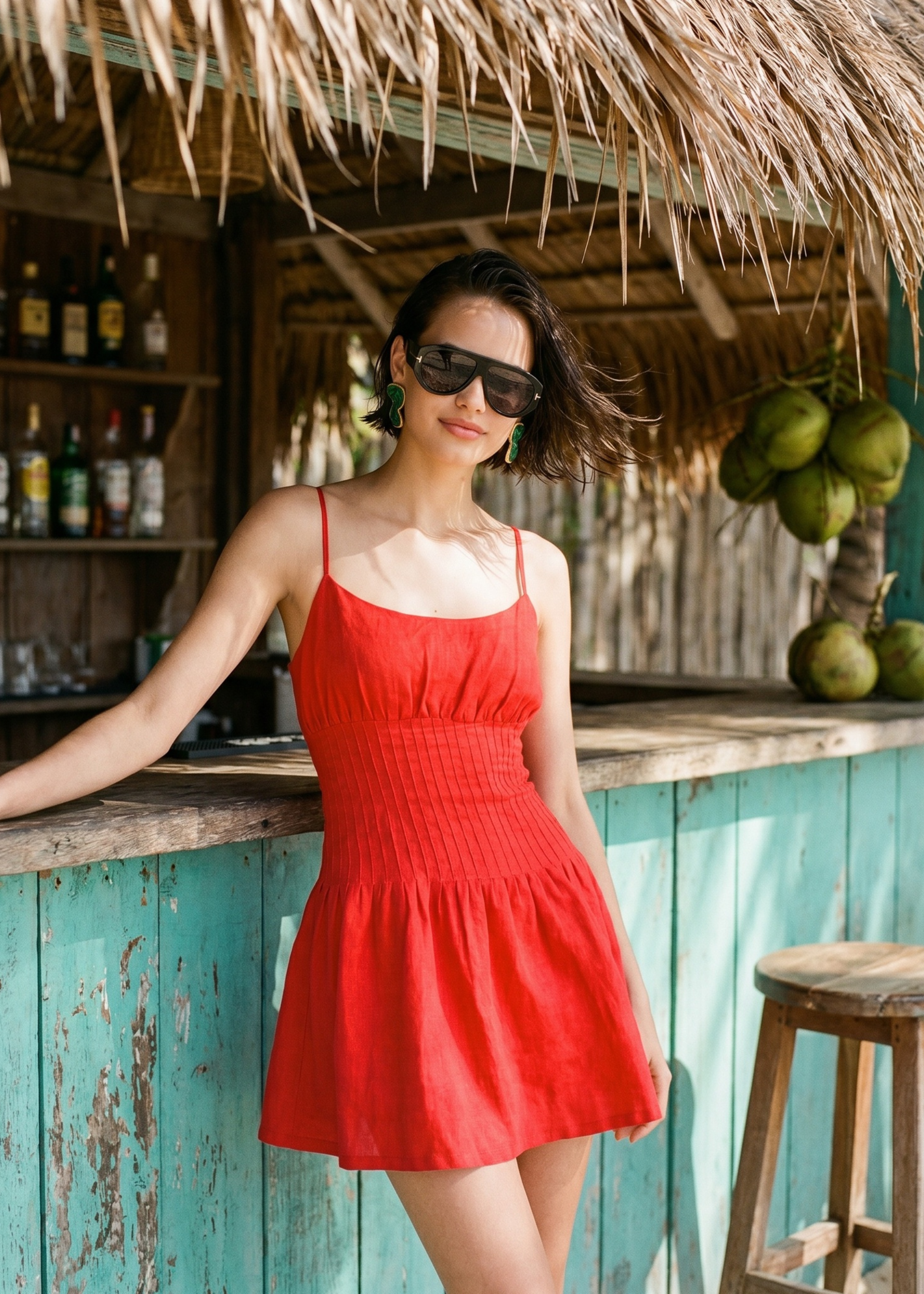 Kairi Linen Mini Dress Candy Apple CAMI NYC Kairi Linen Mini Dress Candy Apple CAMI NYC