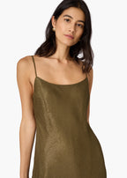 Luanna Metallic Chiffon Midi Dress Grove