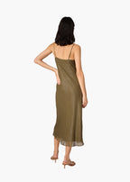 Luanna Metallic Chiffon Midi Dress Grove