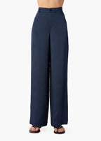 Kyley High Rise Hammered Silk Pant Moody Blue