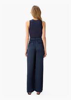 Kyley High Rise Hammered Silk Pant Moody Blue