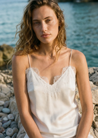 Racer Charmeuse Camisole White