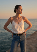 Racer Charmeuse Camisole White