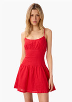 Kairi Linen Mini Dress Candy Apple