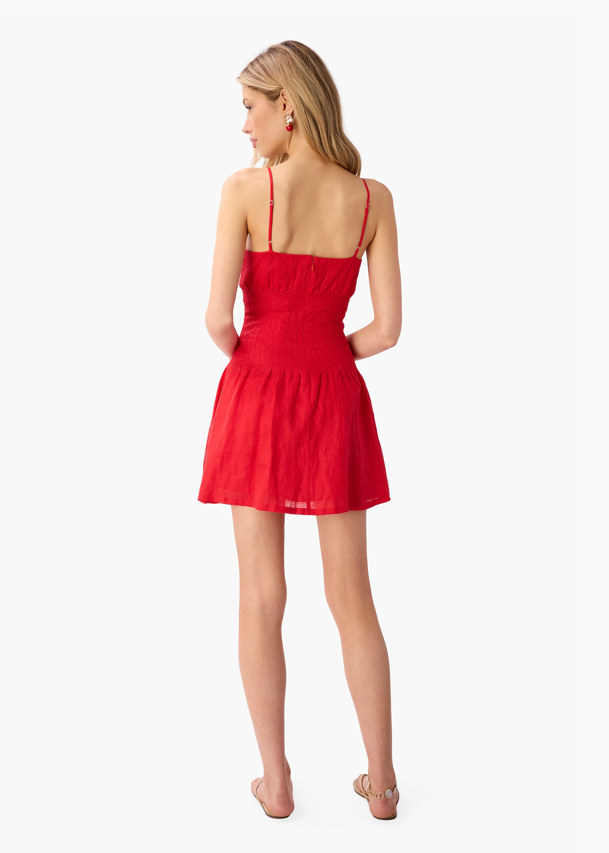Kairi Linen Mini Dress Candy Apple CAMI NYC Kairi Linen Mini Dress Candy Apple CAMI NYC