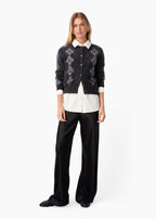 Dorian Cashmere Cardigan Gray Argyle