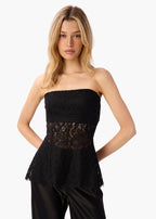 Bijou Strapless Lace Top Black