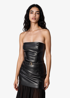 Brent Vegan Leather Bodysuit Black