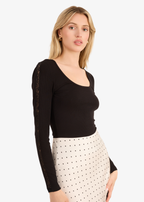Skyler Rib Knit Top Black
