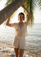 Junie Cotton Plaid Top White